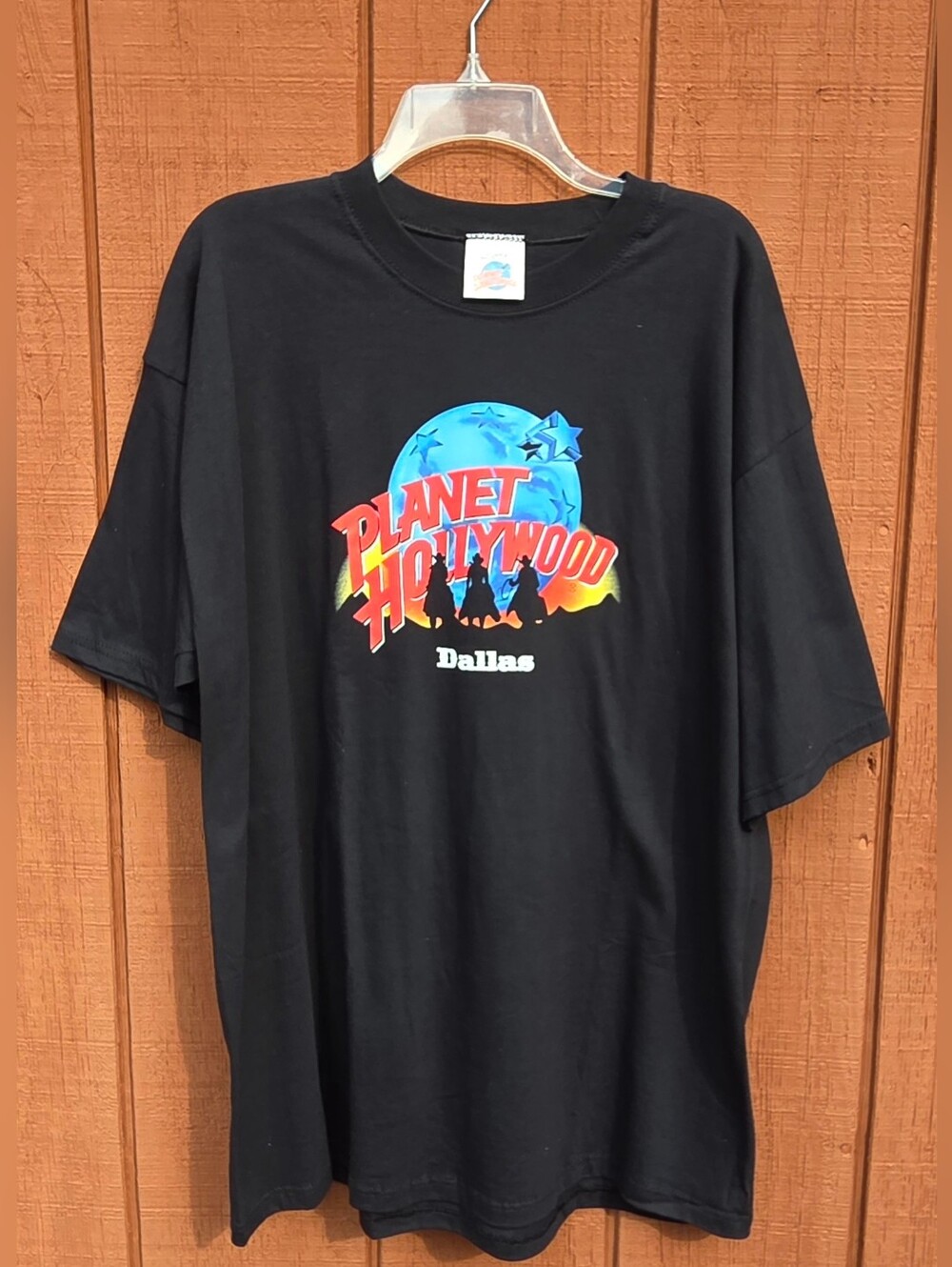 Vintage Men's XL 1991 Planet Hollywood Black Tee T-Shirt Cowboy Riders NWOT